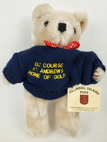 Old Course St. Andrews Souvinir Bear W/ Tag. Channel Island Toys 9 In. Golf Cover