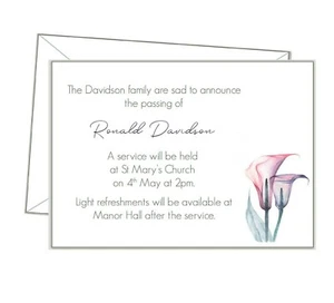 Tarjetas de anuncio de funeral, A6, tarjetas de simpatía personalizadas, asistencia al funeral, - Imagen 1 de 7
