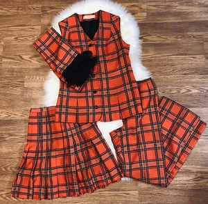 Vtg Young Pendleton Set Skirt Pants Vest Scarf Red Tartan Plaid Wool 9 10 11 12 - Picture 1 of 12