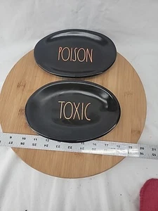 New Rae Dunn by Magenta Halloween POISON TOXIC Oval Plate Set  (HTF) - Picture 1 of 2