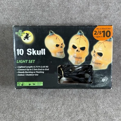 De colección 10 Calaveras Cadena Luces Decoración Fiesta Halloween Embrujado Miedo En Caja Foto 1 de 4