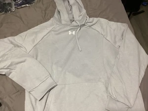 (TG. XL Loose) Under Armour UA Rival Felpa con cappuccio in pile (1379757 011) (grigio chiaro) - Foto 1 di 3
