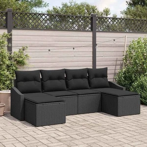 Garten Essgruppe mit Kissen mit Speicher 6 pcs Schwarz - Bild 1 von 11