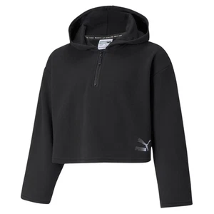 PUMA Grl Cropped Pullover Hoodie Youth Girls Black Casual Outerwear 531827-01 - Picture 1 of 2