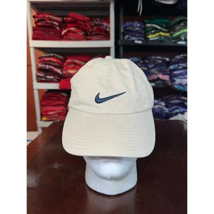 Vintage Nike Dad Mütze Kappe Creme Swoosh Strapback Kopfbedeckung Einheitsgröße - Bild 1 von 8