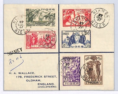 NIGER France Cols Cover 1937 *INTERNATIONAL EXHIBITION* Paris Set EXPO WX270 - Image 1 of 4