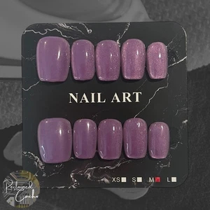 Shimmery Light Purple Short Square Nails - Size Medium - Picture 1 of 2