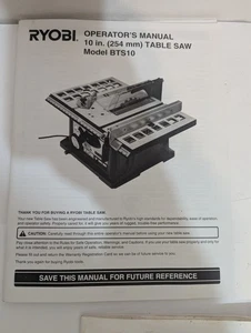 Ryobi BTS10 10" Table Saw Owners Instructions Book Manual Only - Picture 1 of 1