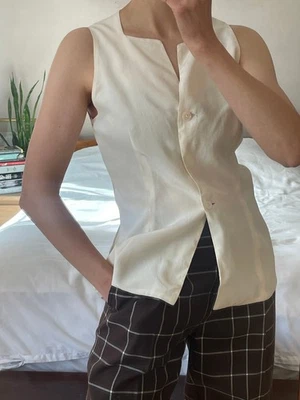 JIL SANDER cream silk sleeveless vest DE36, UK10, IT42, US6 - Image 1 of 4