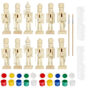 Christmas Wooden Nutcrackers Unpainted Nutcracker 12Pcs Christmas Unfinished ... - Picture 1 of 7