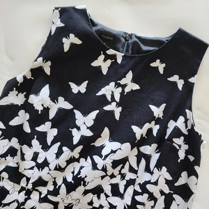 Talbots Black White Butterfly Print Sleeveless Cotton Dress Women's Size 14 - Picture 1 of 8