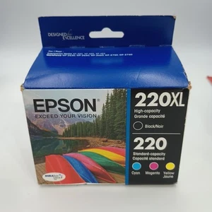 Genuine Epson 220XL Black 220 Color Cyan Magenta Yellow Ink Cartridge Exp 2027 - Bild 1 von 4