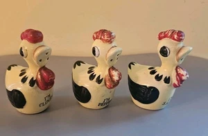 Set 3 pezzi shaker gallo pollo vintage Relco Japan sale pepe chiodi di garofano - Foto 1 di 5