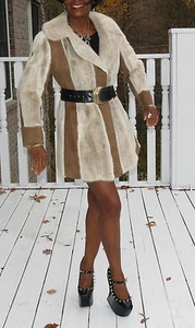 Couture  I Magnin Unique beige white Mink Fur Coat Jacket stroller bolero S 0-8 - Picture 1 of 8