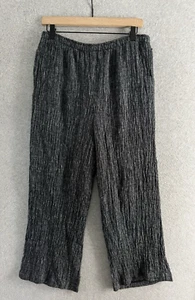 IC By Connie K Pants Womens Medium Black Linen Blend Pull On Wide Leg Made USA - Picture 1 of 11