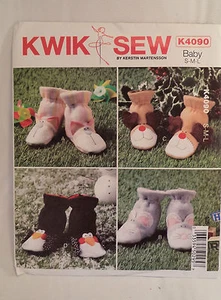 New Kwik Sew Baby Boots Booties Pattern K4090 Size S M L Fabric Sewing - Picture 1 of 3