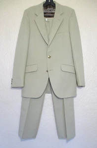 Vintage 70er Hardy Ames 3-Teiler Anzug Jacke Hose Weste Herren 40 L hellbraun Poly - Bild 1 von 8
