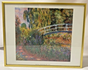 Claude Monet Print Framed & Matted The Water Lily Pond 12"x10" Gold Trim Frame - Picture 1 of 9