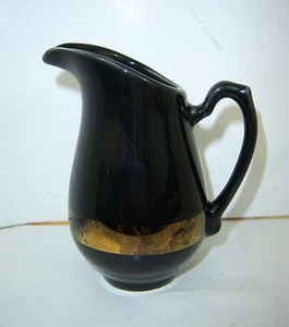 VINTAGE Black Homer Laughlin Creamer-Gold Detail-USA - Picture 1 of 6