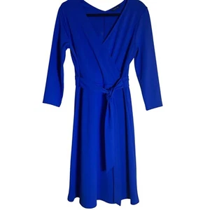 Lands' End Midikleid Wickeloptik 3/4 Arm Kobaltblau Karriere Größe S - Bild 1 von 10