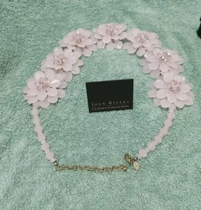 Joan Rivers Statemen Large Chunky Necklace Pink Flower Cluster Rhinestone - Picture 1 of 9
