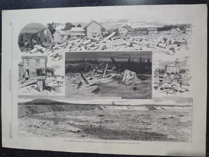 Floods At Chippewa Falls Eau Claire Frenchtown Wisconsin Harper's Weekly 1884 - Picture 1 of 1