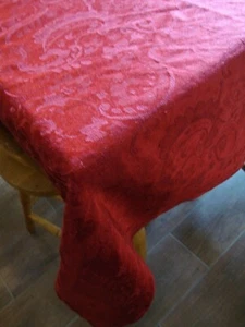 Vintage Damask Burgundy Better Homes & Gardens Tablecloth Decor 84" x 60" 224 - Picture 1 of 3