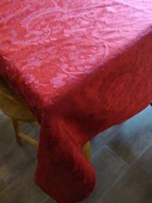 Vintage Damask Burgundy Better Homes & Gardens Tablecloth Decor 84" x 60"    224 - Image 1 of 3
