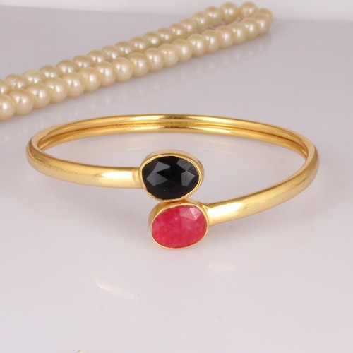 VALENTINO Bracciale Multi Pietra Bracciale Genuine Rosse Avventurine e Pietra Preziosa Onice Nero