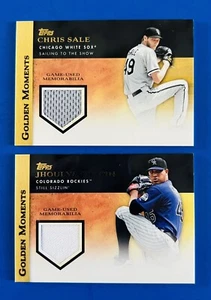 (2). 2012 Topps Golden Moments Chris Sale & Chacin Relic Jersey Baseball Cards - Picture 1 of 2