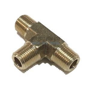 BRASS FORGED ALL MALE TEE 1/8" NPT FUEL/AIR/WATER/OIL/GAS WOG - Picture 1 of 2