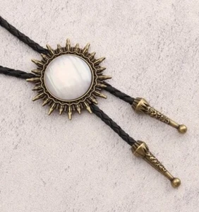 Rodeo Bolo Tie Western Cowboy Black Leather Necktie New Free Ship B3153 - Picture 1 of 2