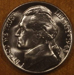 1943 P Jefferson Silver Nickel GEM BU - Picture 1 of 2