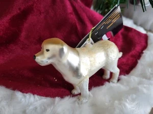 Robert Stanley Labrador Yellow Lab Dog Christmas Glass Hanging Tree Ornament NWT - Picture 1 of 4