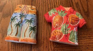 Clay Art Tropical HAWAIIAN Shirt & Baggies Salt And Pepper Shakers Set - Picture 1 of 4