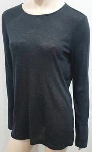 T ALEXANDER WANG Charcoal Grey Jeseywear Keyhole Rear Long Sleeve T-Shirt Top - Picture 1 of 7