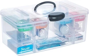 Clear Utility Storage Bin, Sewing Supplies Carrier with 2 Detachable Cases - Picture 1 of 7