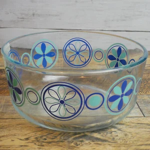 Servizio piatti Pyrex vetro trasparente blu acqua teal mod fiori girandole - Foto 1 di 7