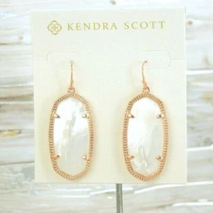 NWT Kendra Scott Elle Ivory Pearl Drop earring Rose Gold Tone - Picture 1 of 5