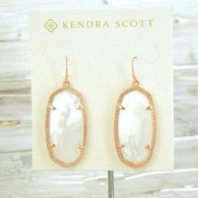 Nuevo con etiquetas Pendiente Kendra Scott Elle Marfil Perla Tono Oro Rosa Foto 1 de 4