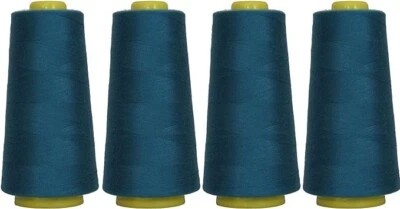 4 BIG CONES DARK TURQUOISE SERGER SEWING THREAD 2750 YD TEX 27 40S/2 - THREADART - Image 1 of 4