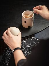 Handmade Ceramics Condiment Jar with Spoon: Solid Color House Design
