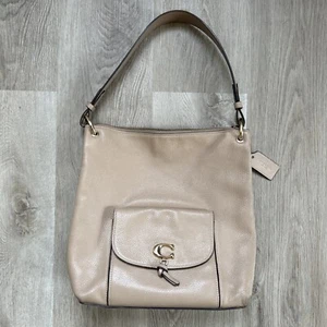 Coach Remi Taupe Pebbled Leather Hobo Shoulder Bag Genuine Purse Handbag 1321 - Picture 1 of 19