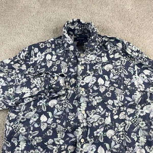 ETON Shirt Mens Medium Blue Floral Linen Slim Fit Button Up Casual Long Sleeve - Picture 1 of 13