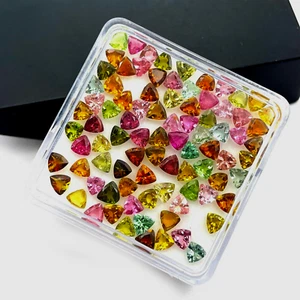 Natural Tourmaline Trillion Cut Loose Gemstone Lot 39 Pcs 3.5 mm Pcs 5 CT - Picture 1 of 6