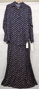 Neu mit Etikett Damen Vintage Maxirock 14/übergroße Bluse M/marineblau Set Old Money - Bild 1 von 15