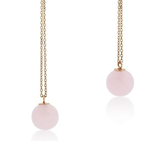 MICHAEL KORS ROSE GOLD CHAIN,CRYSTALS,PINK QUARTZ BALL DANGLE EARRINGS MKJ5473 - Picture 1 of 6