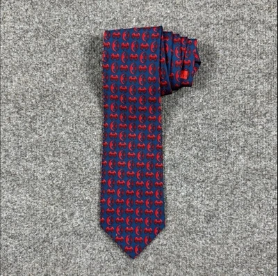Corbata de cuello vintage Celine azul rojo geométrica patrón de brocas de caballo 100 % seda Foto 1 de 4