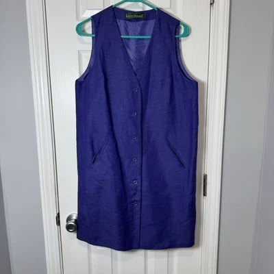 Vestido Jersey Vintage Harve Benard Púrpura Lino 12 Preppy Royal Foto 1 de 4