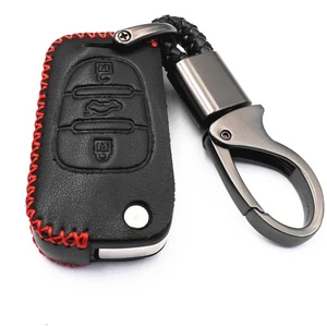 For Hyundai Accent I20 I30 Sonata Elantra Black Leather 3 Buttons Key Fob Cover - Picture 1 of 4